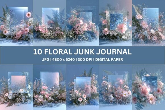 10 Modern Floral Junk Journal Papers