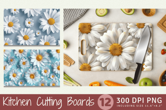 3D Daisy Flowers Cutting Boards Sublimat