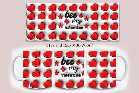 3D Inflated Bee My Valentine Mug Design