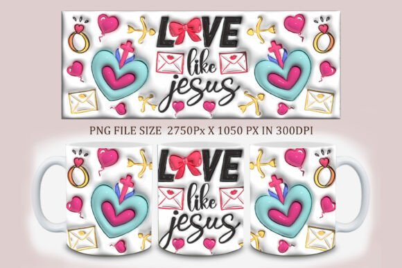 3D Inflated Love Like Jesus Mug Design