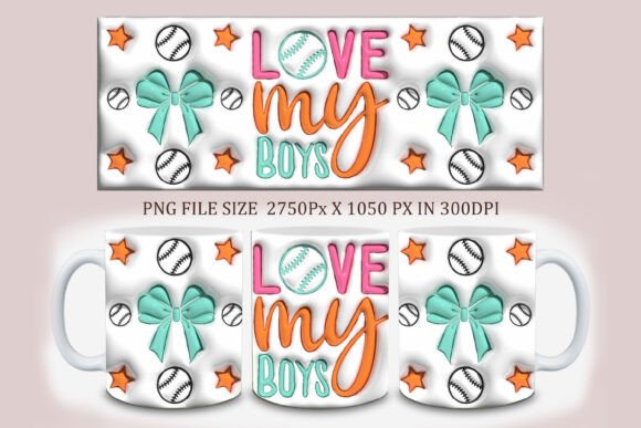 3D Inflated Love My Boys Mug Design Guide
