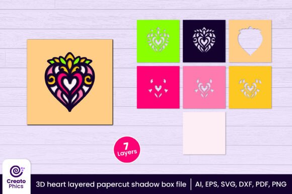 3D Layered Heart Papercut Shadow Box
