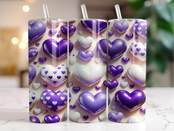 3D Purple Hearts Tumbler Wrap PNG Design: A Practical Guide for Sublimation Creators