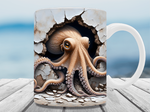 Breaking Boundaries: Elevating Sublimation Business with the 3D Octopus Breaking Wall Mug Wrap Design