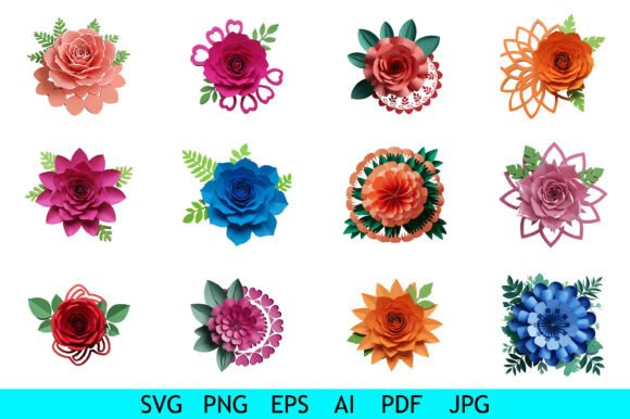 Colorful 3D Paper Flower Set: A Versatile Digital Asset for Creators and Businesses