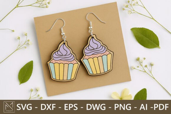 Cupcake Earrings SVG Design for Crafters