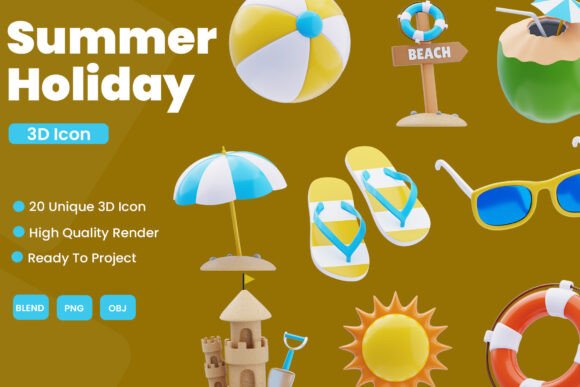 Elevate Your Digital Aesthetic with the Summer Holiday 3D Icon Pack