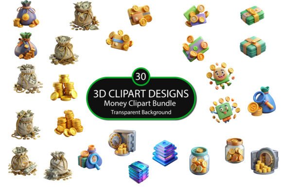 Enhancing Financial Visuals with the 3D Money Clipart Bundle – PNG