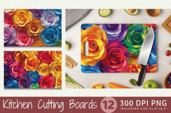 Evaluating 3D Rainbow Roses Cutting Boards Sublimat for Kitchen Decor and Print-on-Demand Success