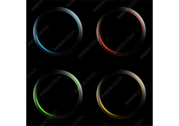 Four Glowing Metallic Rings Shine