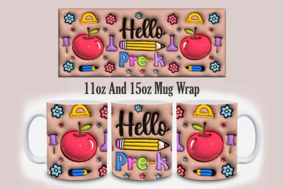 Maximizing Print Quality with 3D Inflated Hello Pre-k Mug Design PNG Assets