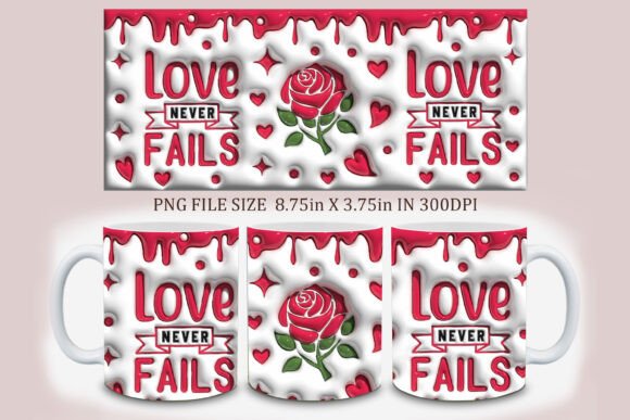 Strategic Branding with the 3D Inflated Love Never Fails Mug Design