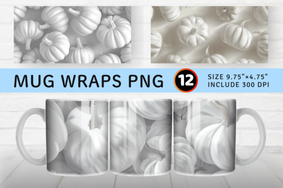 Streamlining Your Sublimation Workflow with the 3D White Pumpkins Mug Wrap Sublimation Design