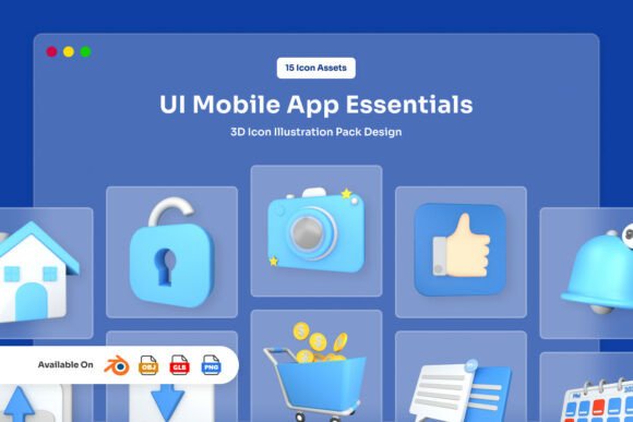 UI Mobile App Essentials 3D Icon Pack